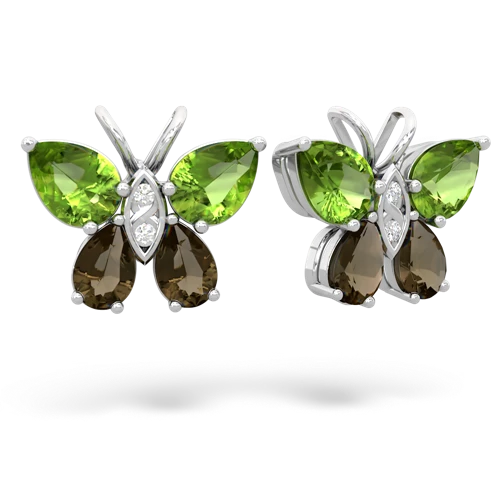 peridot-smoky quartz butterfly earrings