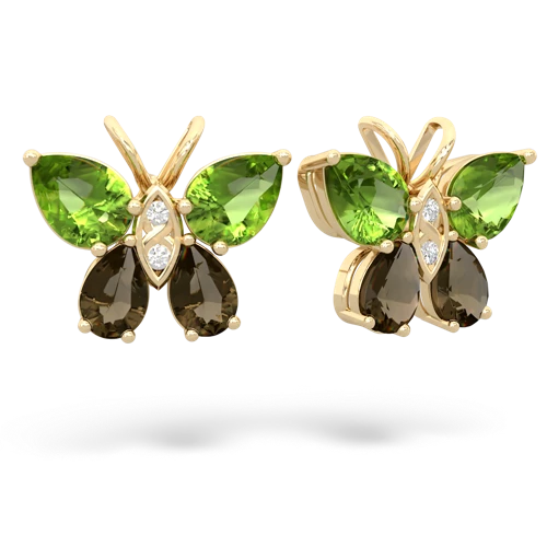 peridot-smoky quartz butterfly earrings