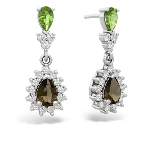 peridot-smoky quartz dangle earrings