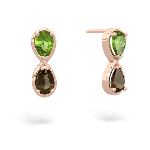 peridot-smoky quartz infinity earrings
