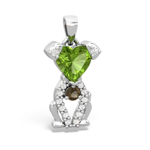 peridot-smoky quartz birthstone puppy pendant