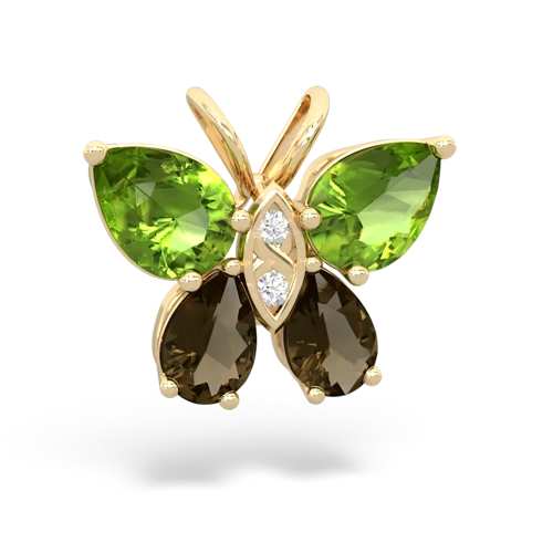 peridot-smoky quartz butterfly pendant