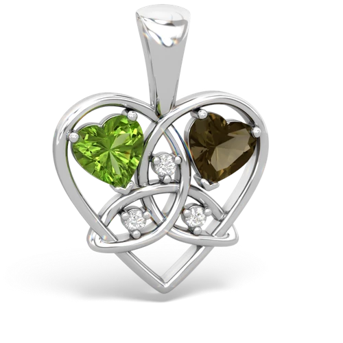 peridot-smoky quartz celtic heart pendant