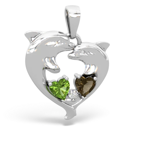 peridot-smoky quartz dolphins pendant