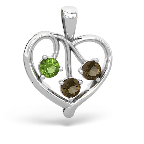 peridot-smoky quartz love heart pendant