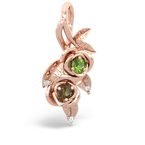 peridot-smoky quartz rose vine pendant