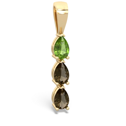 peridot-smoky quartz three stone pendant