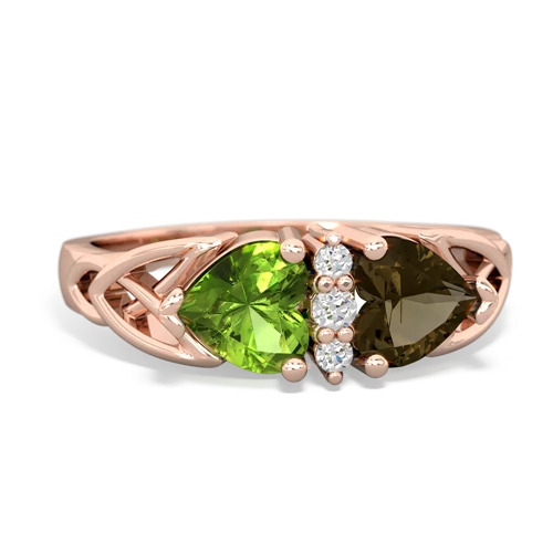 peridot-smoky quartz celtic ring