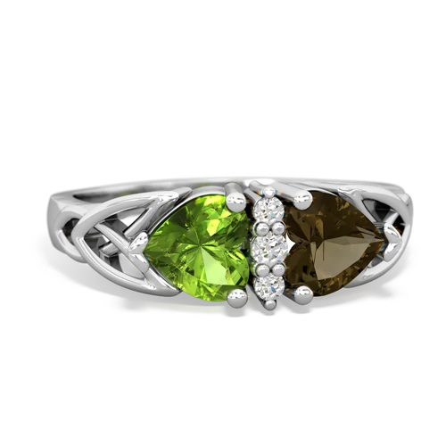 peridot-smoky quartz celtic ring