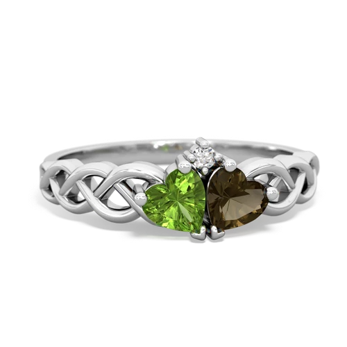 peridot-smoky quartz celtic braid ring