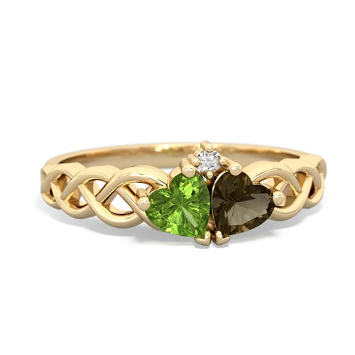 peridot-smoky quartz celtic braid ring