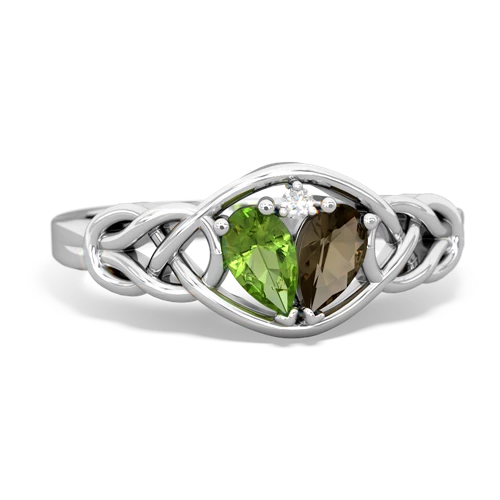 peridot-smoky quartz celtic knot ring