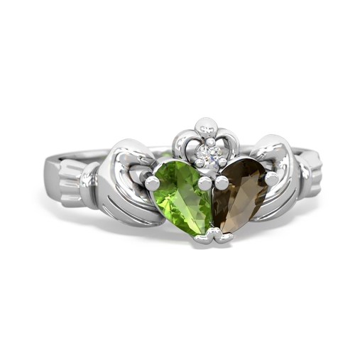 peridot-smoky quartz claddagh ring