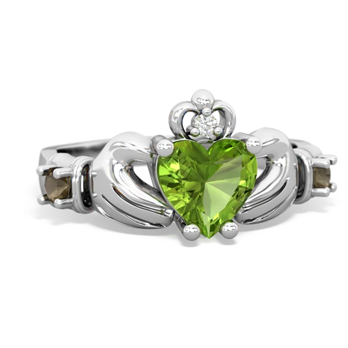 peridot-smoky quartz claddagh ring