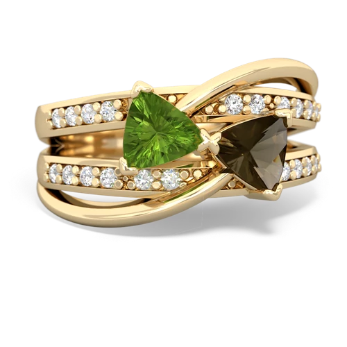 peridot-smoky quartz couture ring