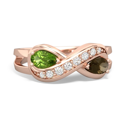 peridot-smoky quartz diamond infinity ring