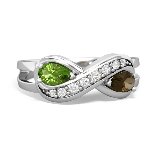 peridot-smoky quartz diamond infinity ring