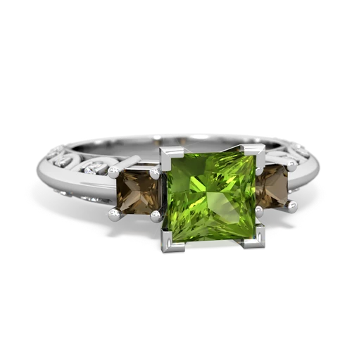 Peridot Genuine Peridot with Genuine Smoky Quartz and Genuine Garnet Art Deco ring Ring
