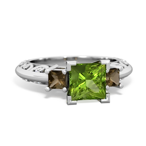 peridot-smoky quartz engagement ring