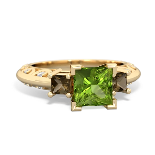 peridot-smoky quartz engagement ring