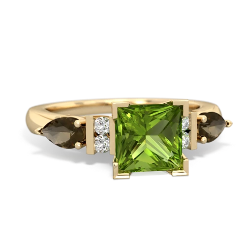 Peridot Genuine Peridot with Genuine Smoky Quartz and Genuine Opal Engagement ring Ring