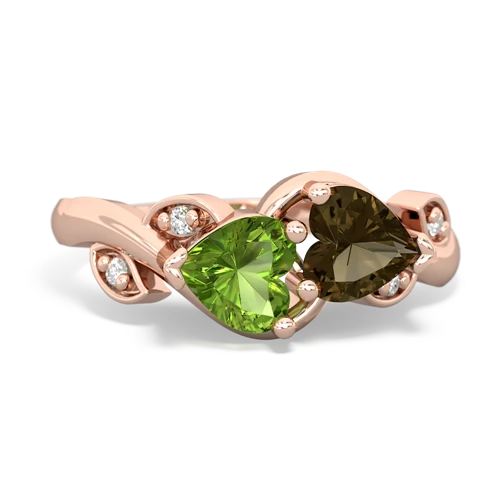 peridot-smoky quartz floral keepsake ring