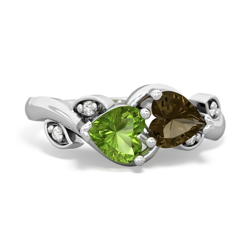 peridot-smoky quartz floral keepsake ring