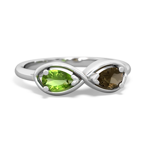 peridot-smoky quartz infinity ring