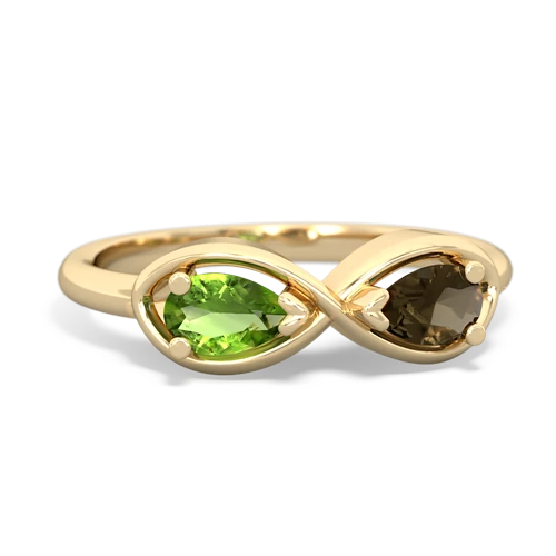 peridot-smoky quartz infinity ring