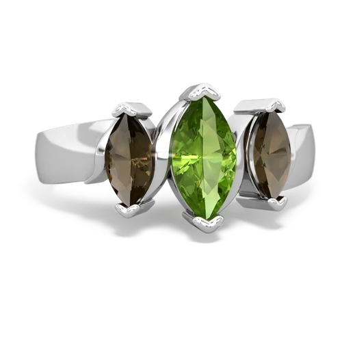Peridot Genuine Peridot with Genuine Smoky Quartz and Genuine Garnet Three Peeks ring Ring