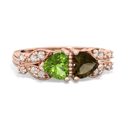 peridot-smoky quartz keepsake butterfly ring