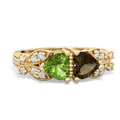 peridot-smoky quartz keepsake butterfly ring