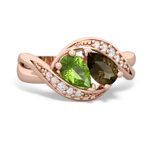 peridot-smoky quartz keepsake curls ring