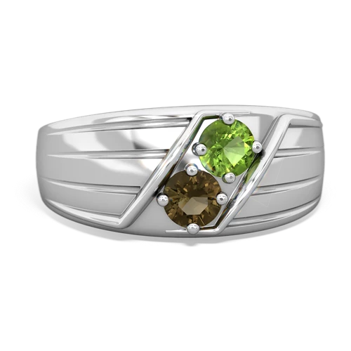 peridot-smoky quartz mens ring