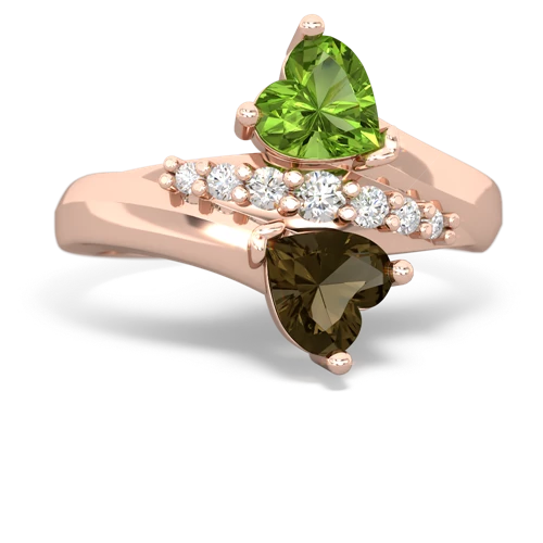 peridot-smoky quartz modern ring