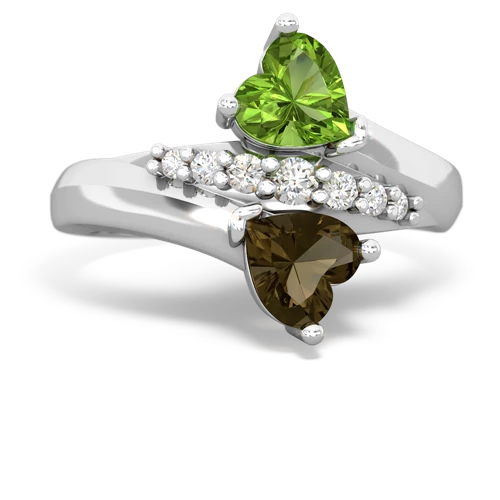 peridot-smoky quartz modern ring