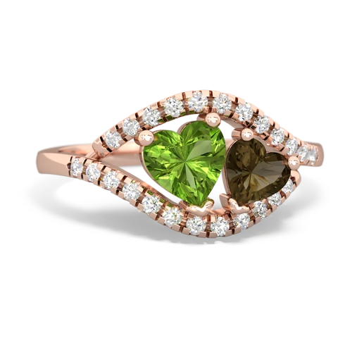 peridot-smoky quartz mother child ring