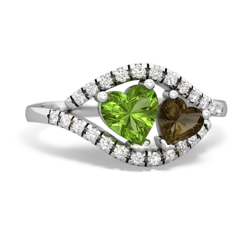 peridot-smoky quartz mother child ring