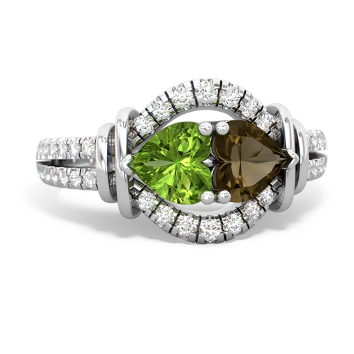 peridot-smoky quartz pave keepsake ring