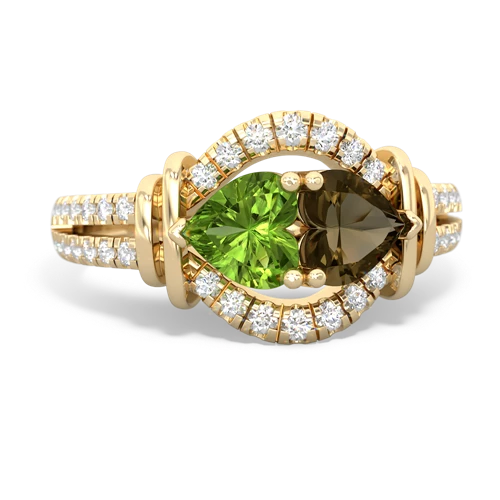 peridot-smoky quartz pave keepsake ring