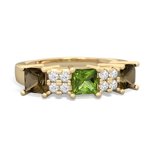 peridot-smoky quartz timeless ring