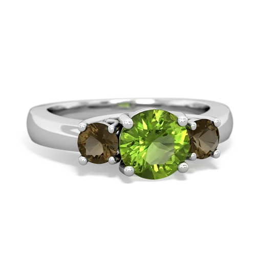 Peridot Genuine Peridot with Genuine Smoky Quartz and Genuine Garnet Three Stone Trellis ring Ring