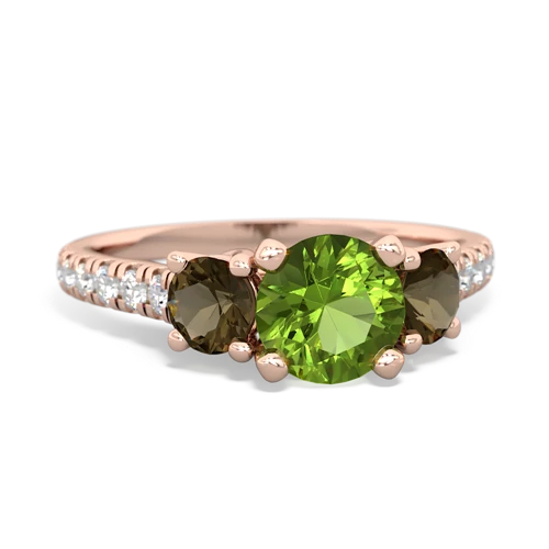 peridot-smoky quartz trellis pave ring