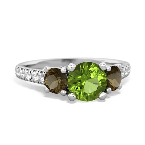 peridot-smoky quartz trellis pave ring