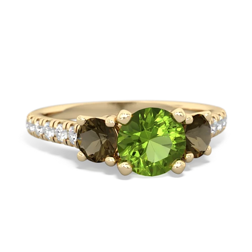 peridot-smoky quartz trellis pave ring