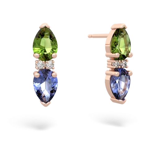 peridot-tanzanite bowtie earrings