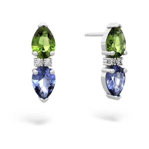 peridot-tanzanite bowtie earrings