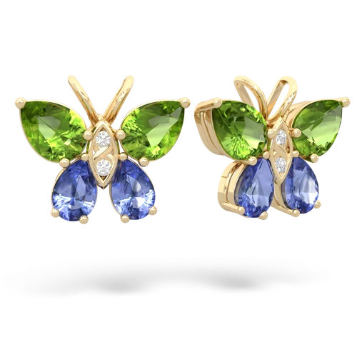 peridot-tanzanite butterfly earrings
