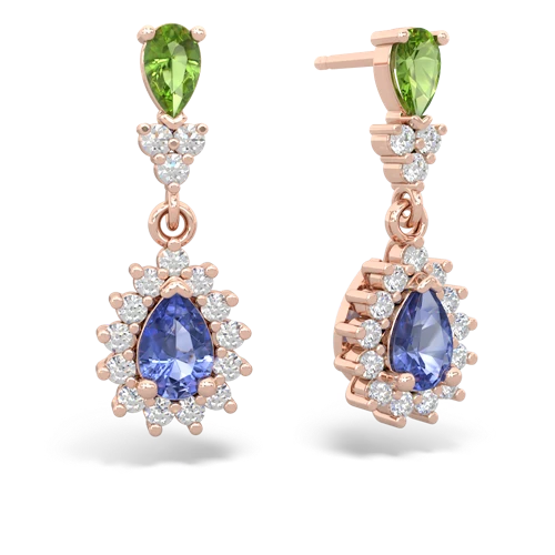 peridot-tanzanite dangle earrings