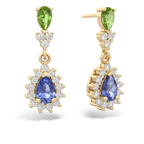 peridot-tanzanite dangle earrings